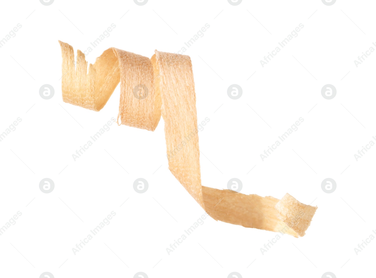 Photo of One shaving of wood isolated on white