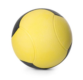 Yellow and black medicine ball isolated on white