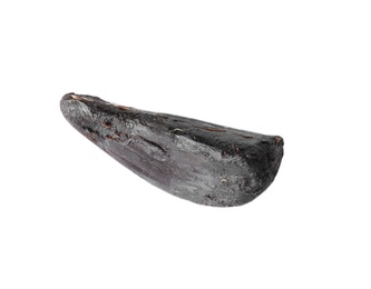 Photo of Clove of aged black garlic on white background