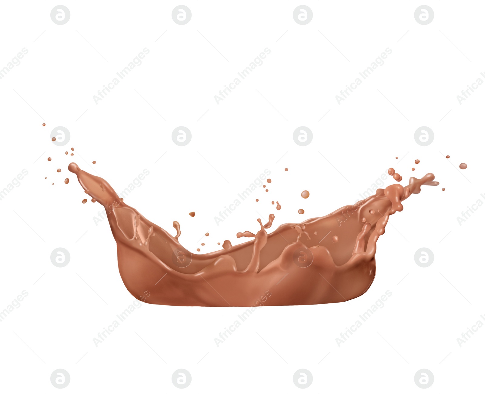 Image of Splash of delicious chocolate milk on white background