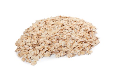 Pile of rolled oats isolated on white
