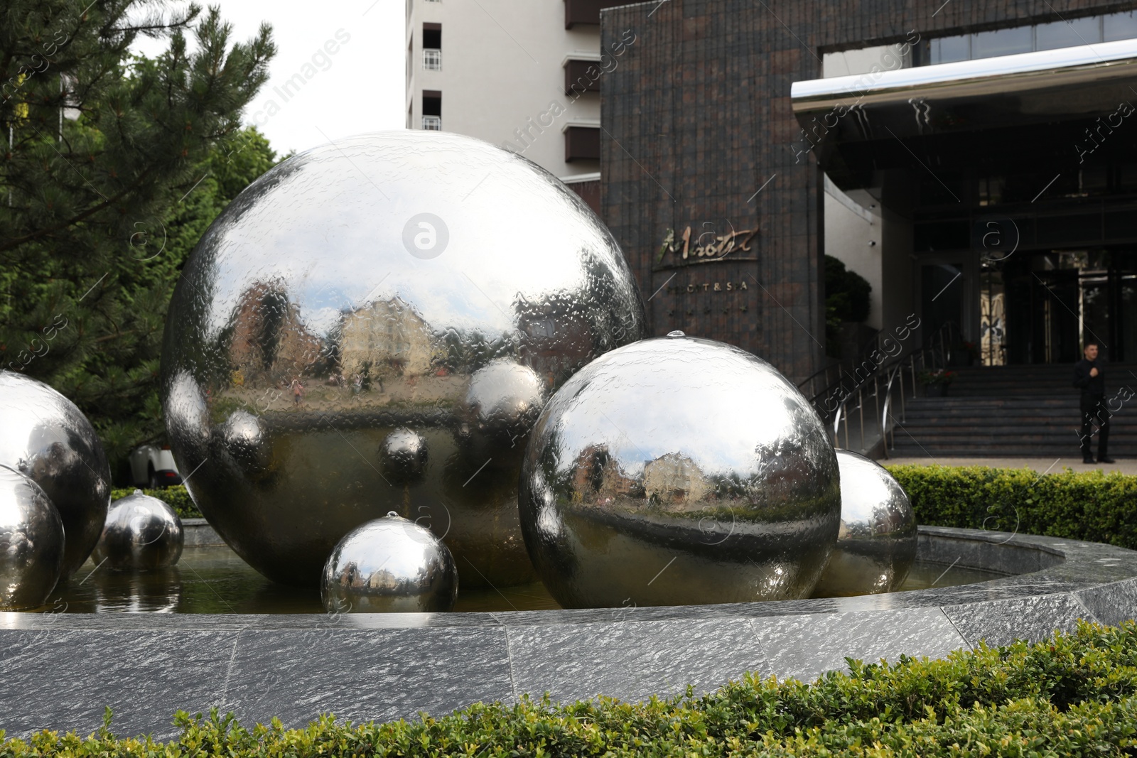 Photo of Truskavets, Ukraine - July 22, 2023: Beautiful fountain on city street