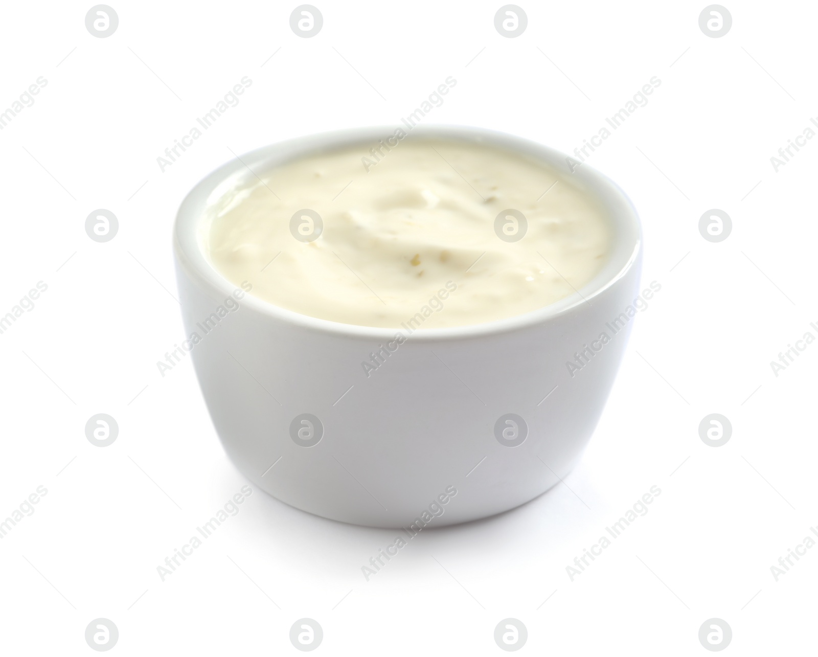 Photo of Delicious sauce in bowl on white background