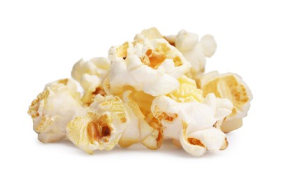 Fresh popcorn isolated on white. Tasty snack