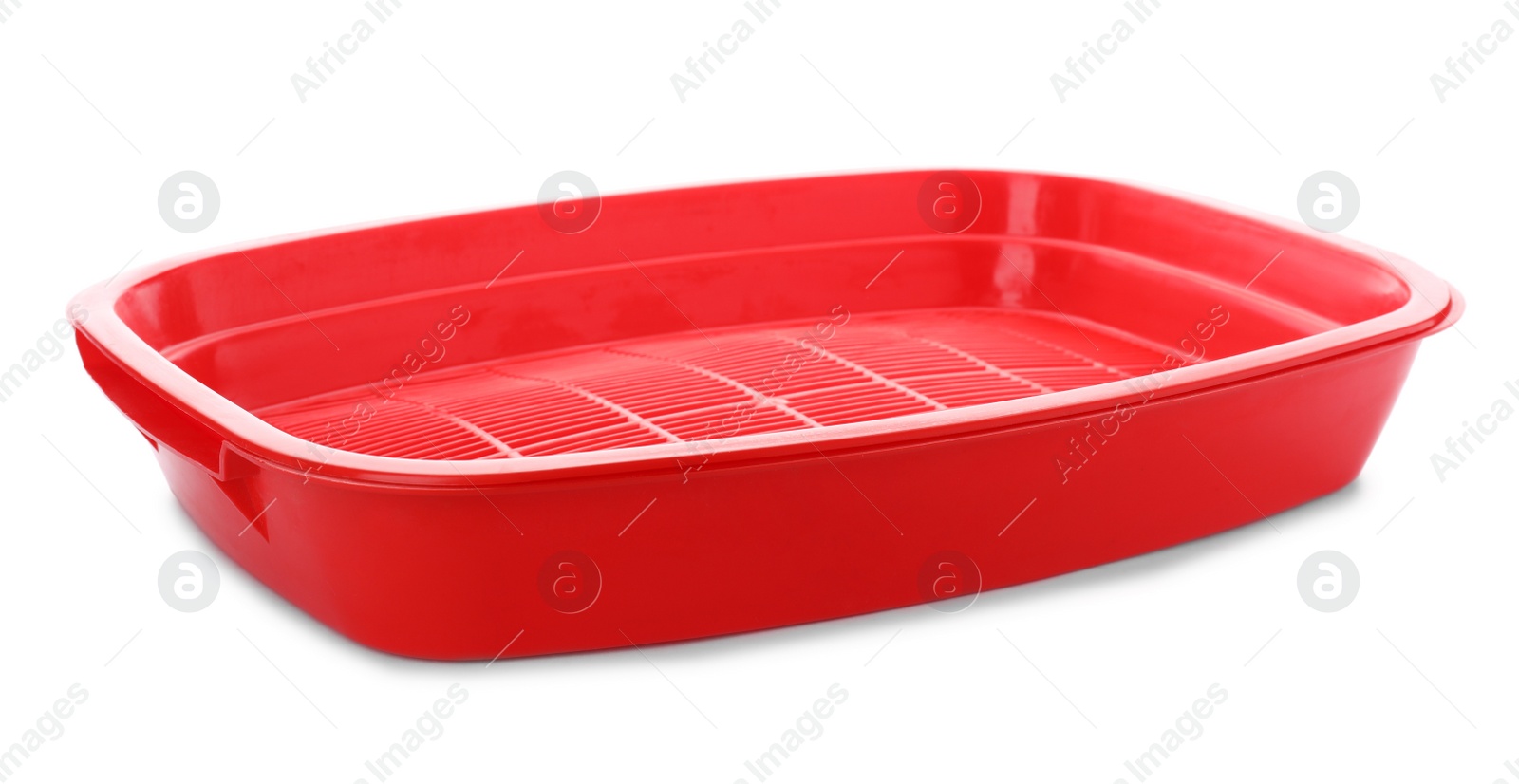 Photo of Litter tray for cat on white background. Pet accessory