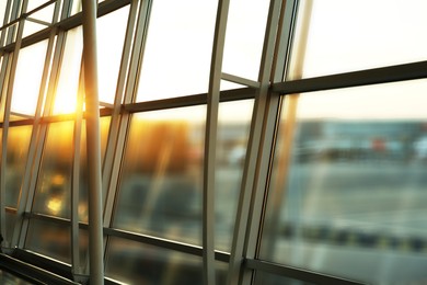 Photo of Interior of modern airport terminal. Air travel