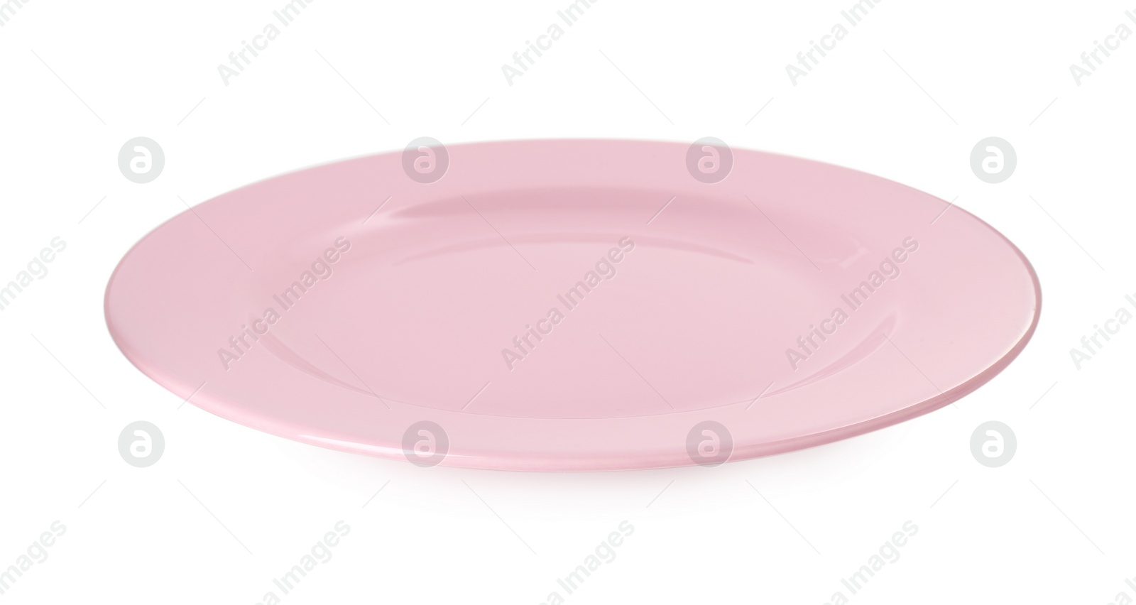 Photo of One beautiful pink plate isolated on white