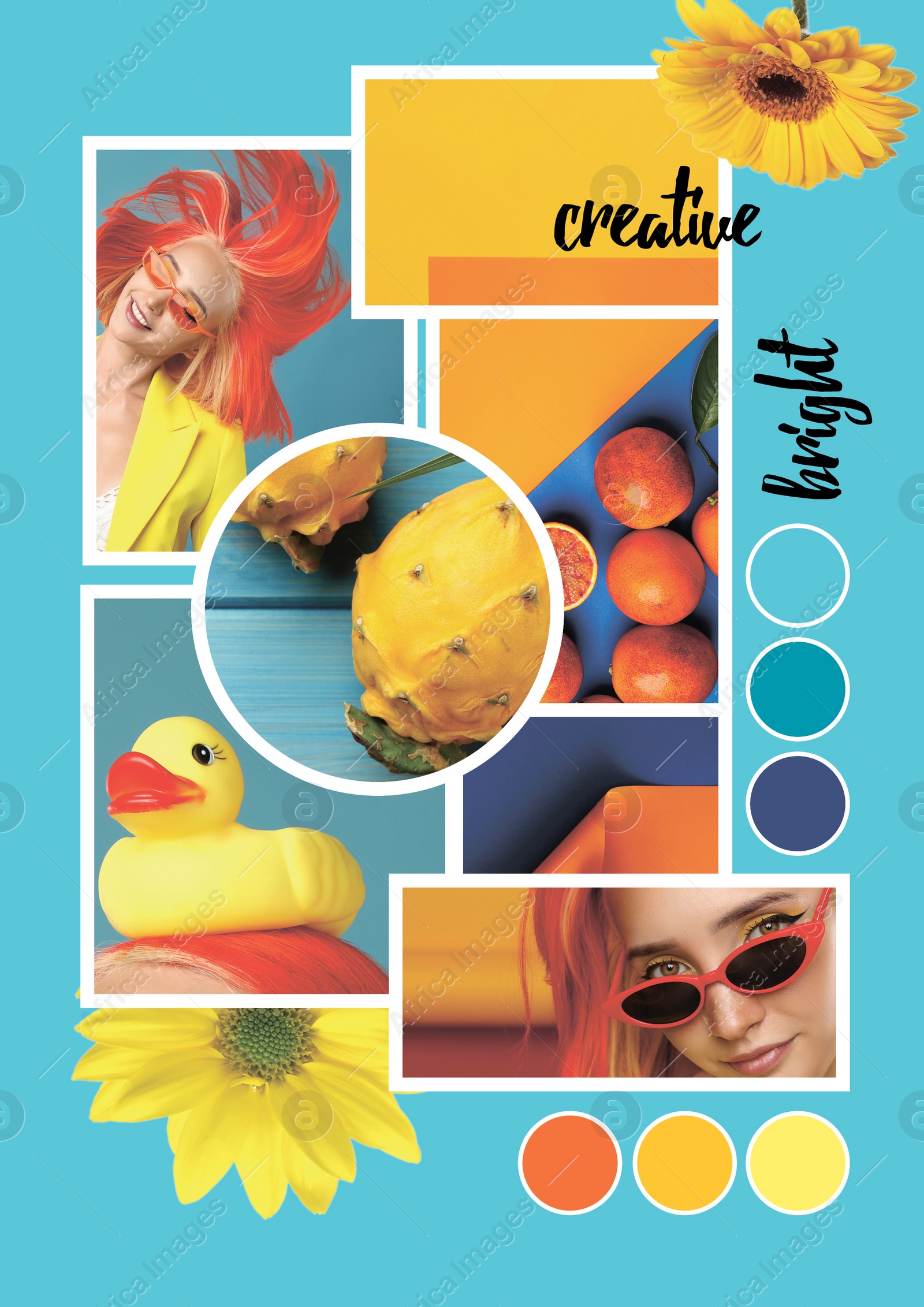 Image of Inspiring mood board. Collage with beautiful and aesthetic photos