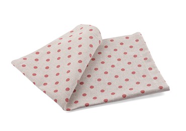 Cloth kitchen napkin with polka dot pattern isolated on white