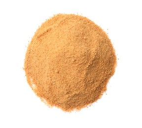 Coconut sugar isolated on white, top view