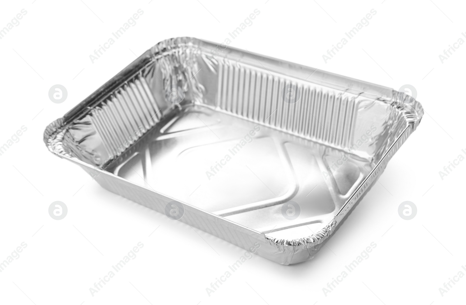 Photo of One aluminum foil container isolated on white