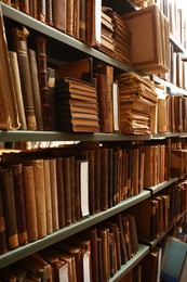 Image of Collection of old books on shelves in library