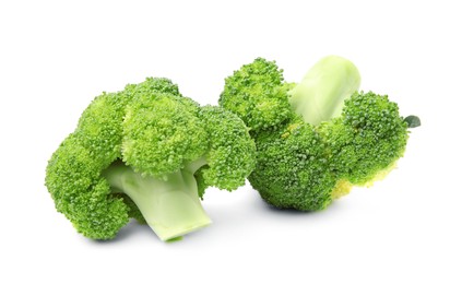 Photo of Fresh raw green broccoli isolated on white