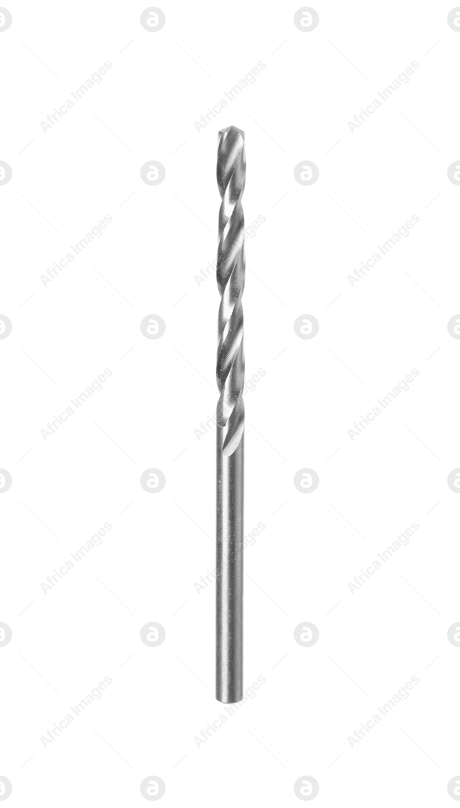 Photo of One twist drill bit isolated on white. Carpenter's tool