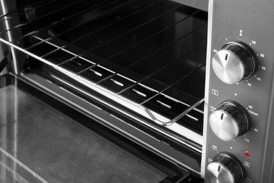 Open electric oven, closeup view. Cooking appliance
