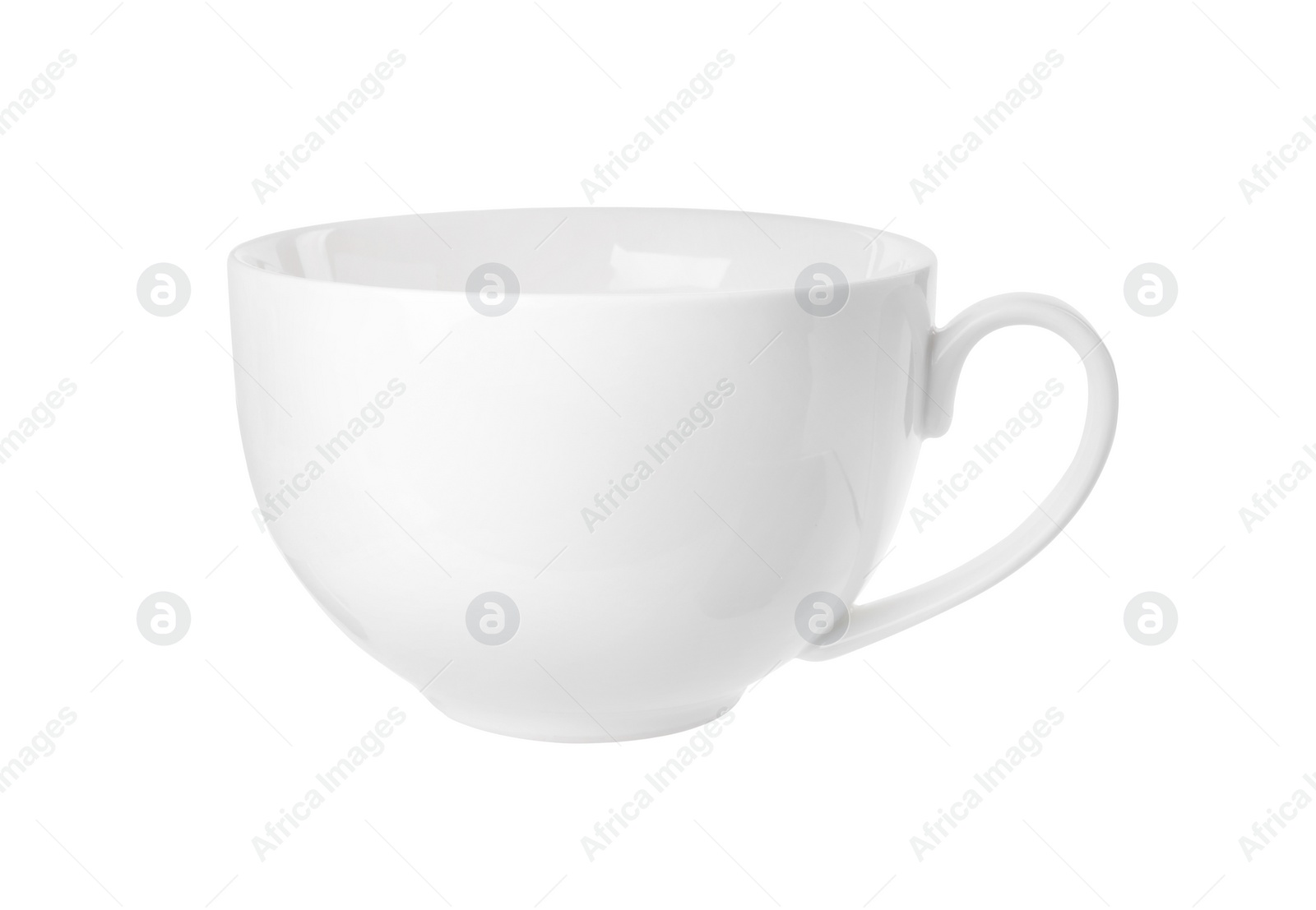 Photo of Ceramic cup isolated on white. Cooking utensil