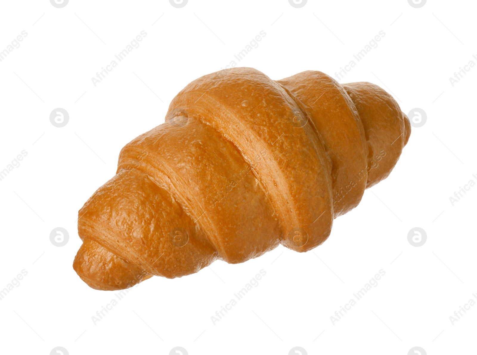 Photo of One delicious fresh croissant isolated on white