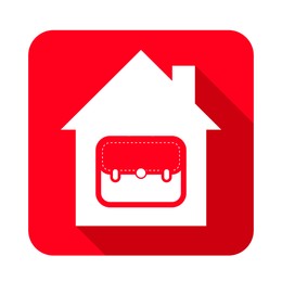 Illustration of Work from home.  house and briefcase on white background