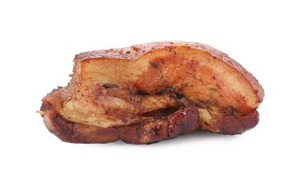 Photo of Piece of tasty baked pork belly isolated on white