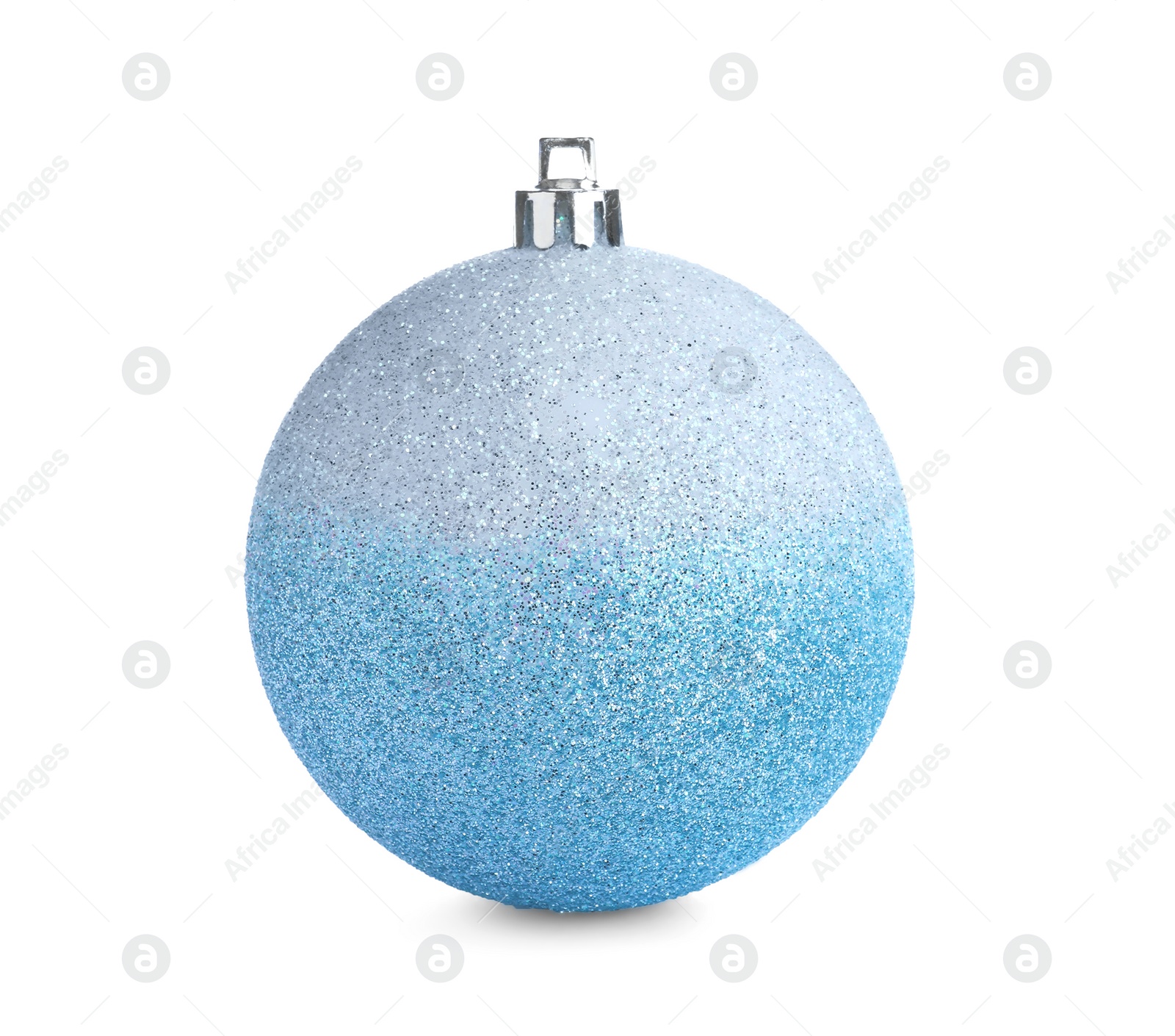 Photo of Beautiful light blue Christmas ball isolated on white