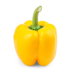 Photo of Ripe yellow bell pepper isolated on white