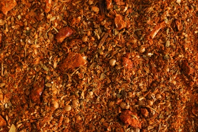 Many different spices as background, closeup view