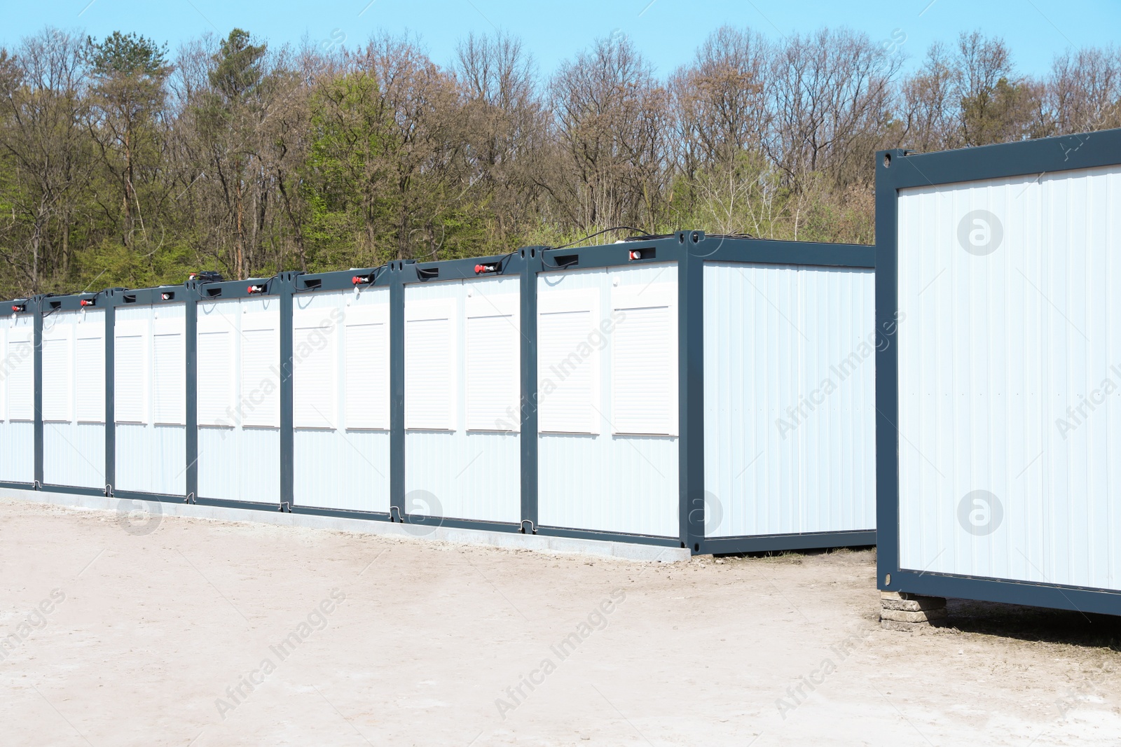 Photo of New modular houses for internally displaced persons outdoors