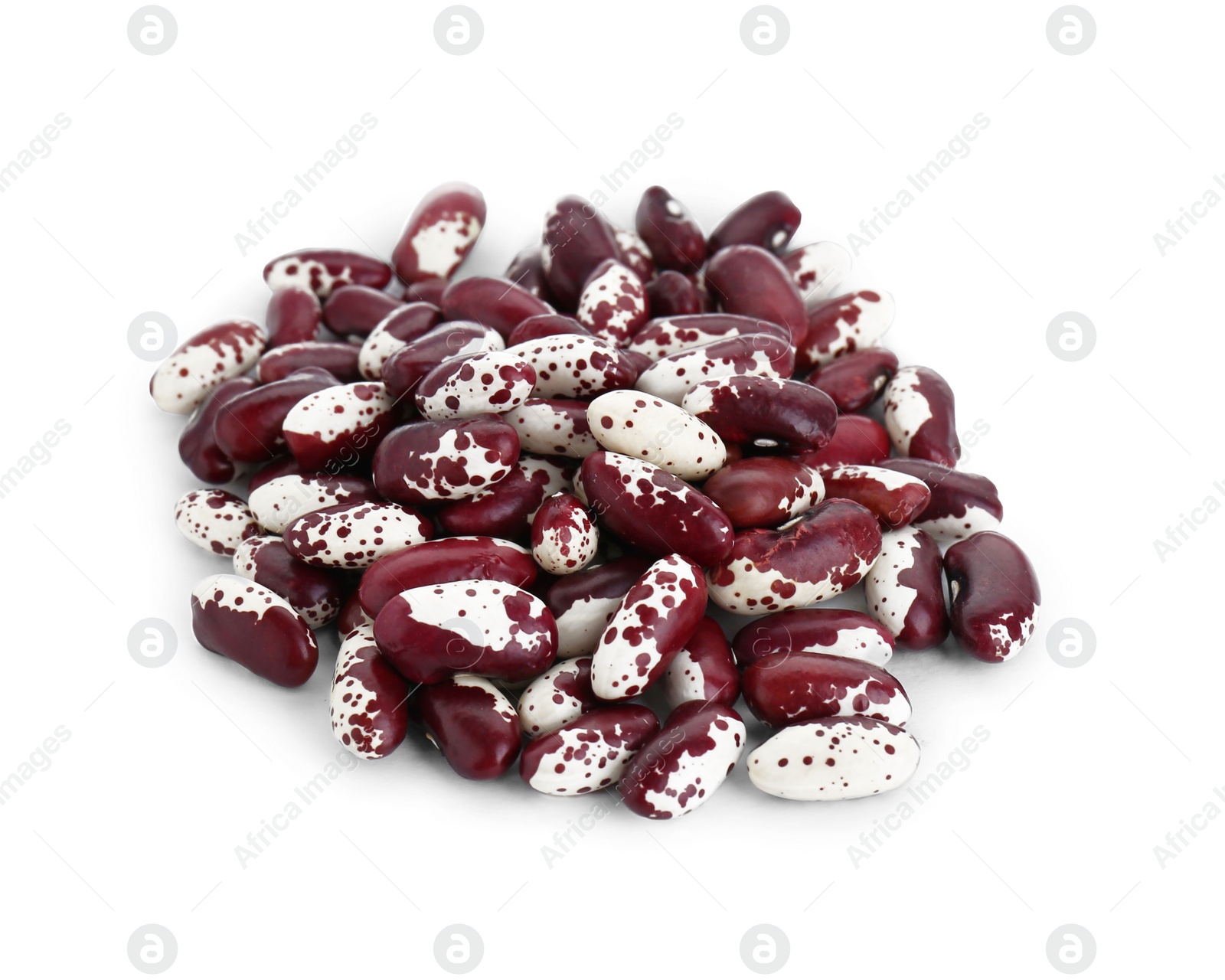 Photo of Pile of dry kidney beans on white background