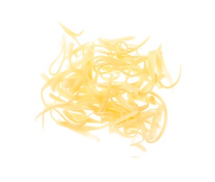 Tasty grated cheese isolated on white. Dairy product