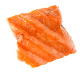 Photo of Piece of tasty grilled salmon isolated on white