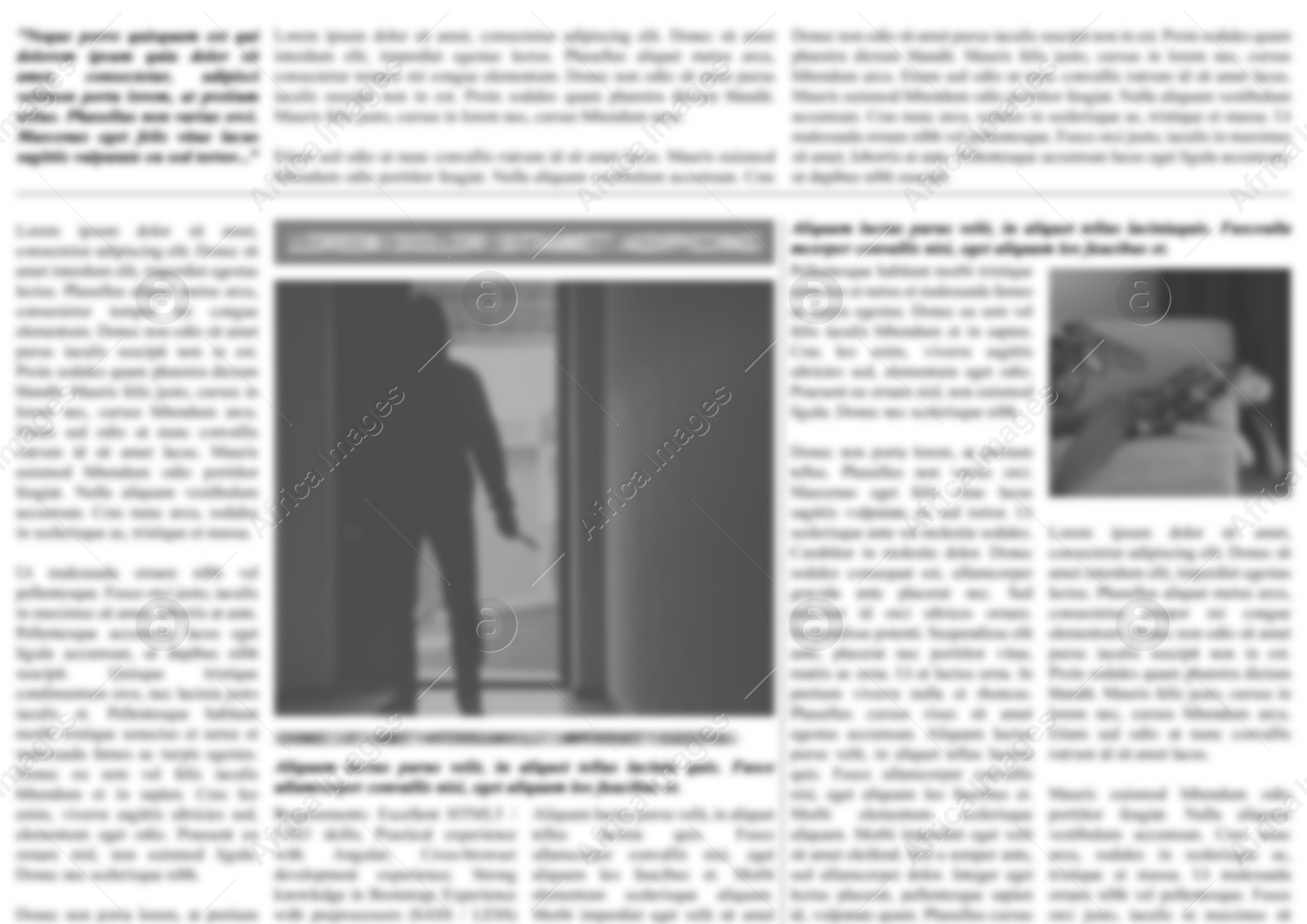Image of Newspaper with detective article as background, blurred view