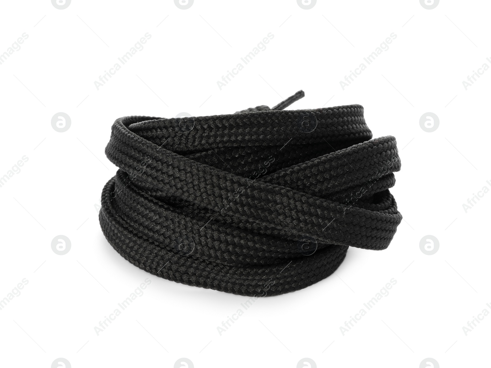 Photo of Long black shoe lace isolated on white