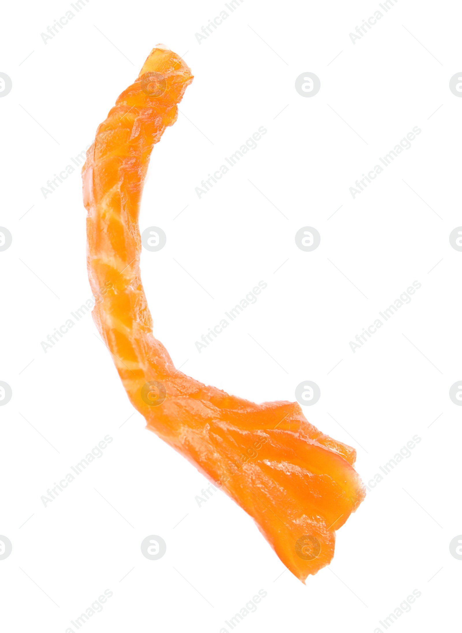 Photo of Slice of fresh red salmon on white background