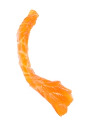 Photo of Slice of fresh red salmon on white background