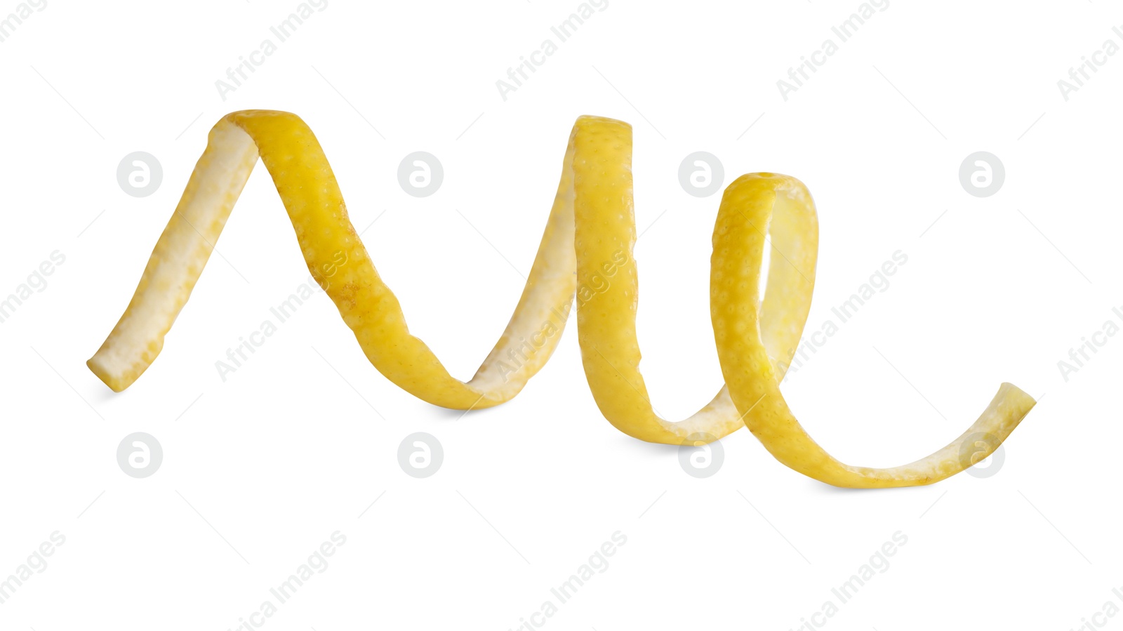 Photo of Fresh peel of lemon isolated on white. Citrus zest