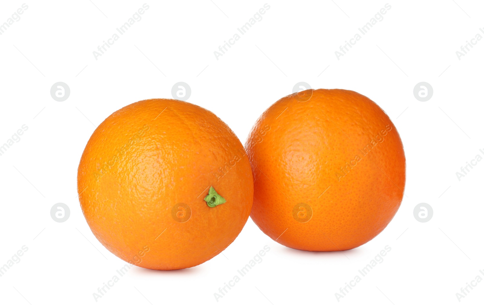 Photo of Fresh ripe oranges isolated on white. Citrus fruit