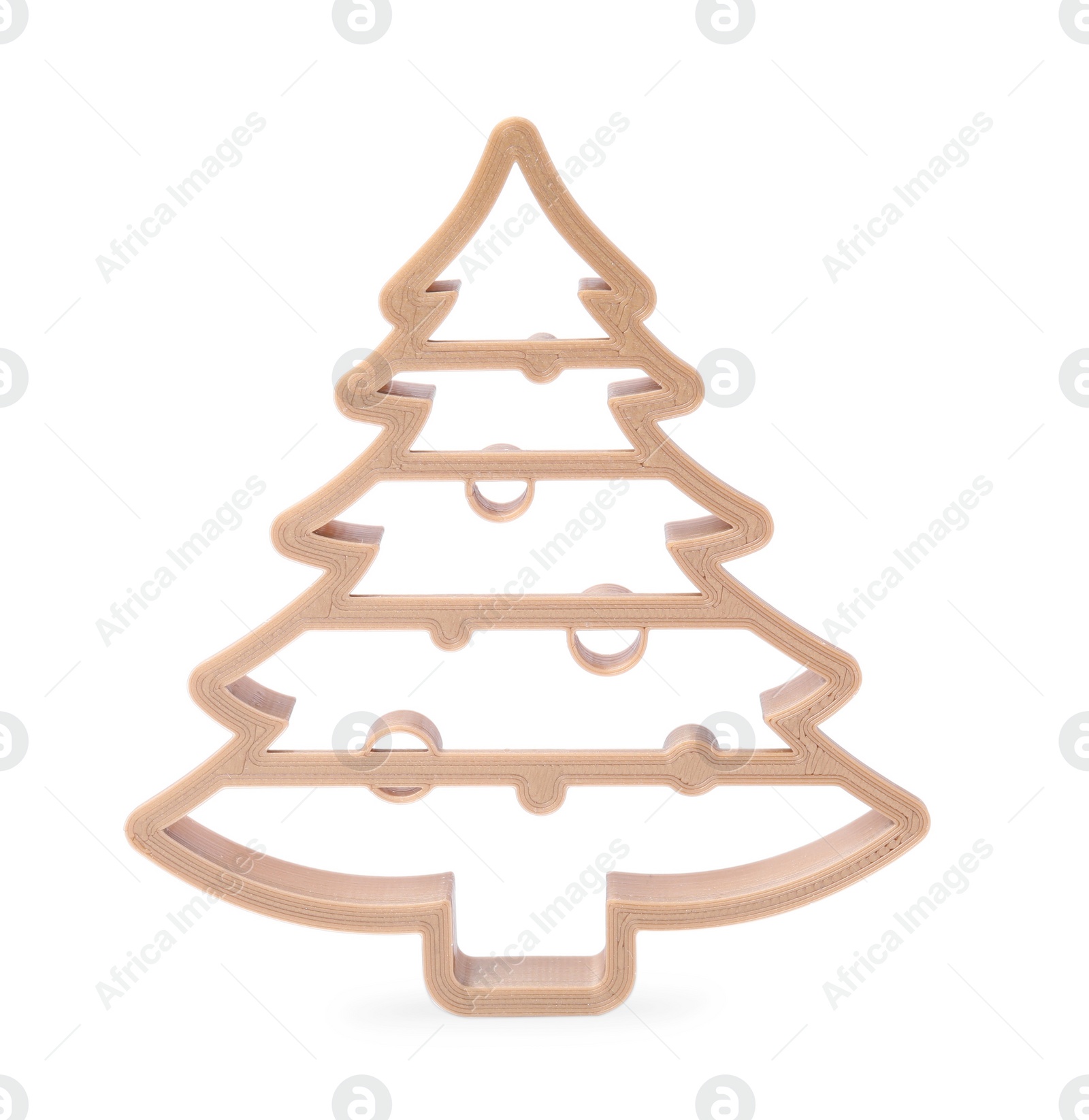 Photo of Cookie cutter in shape of Christmas tree isolated on white