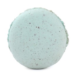 Photo of Light blue macaron isolated on white. Delicious dessert