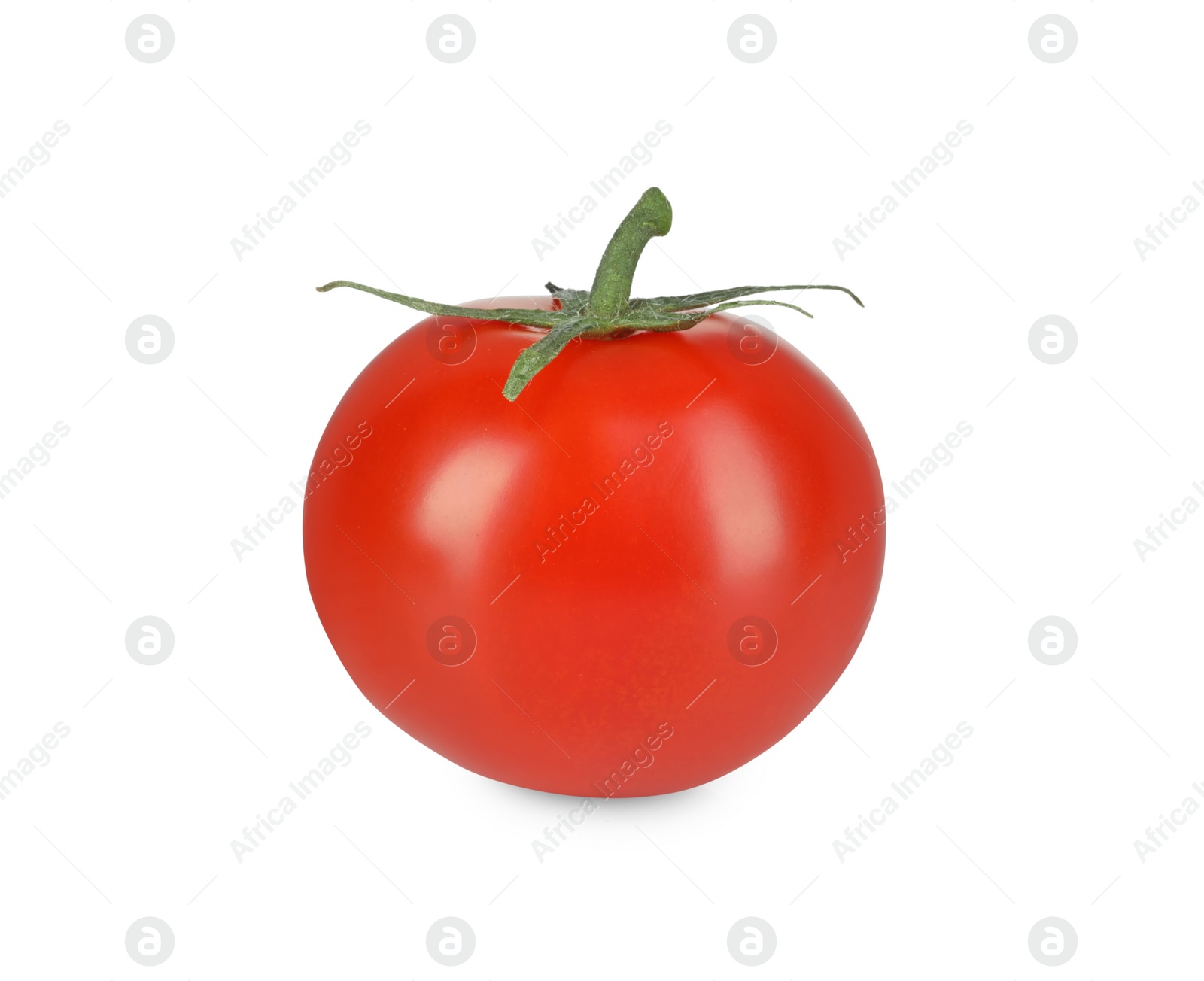 Photo of One red ripe cherry tomato isolated on white