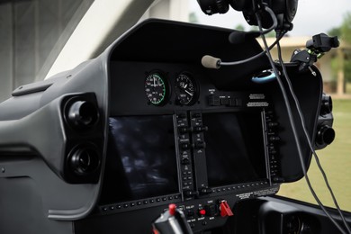 Photo of Helicopter cockpit with new modern functional panel