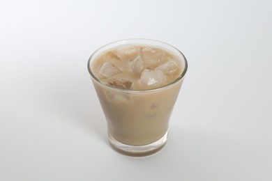 Photo of Iced coffee in glass on white background