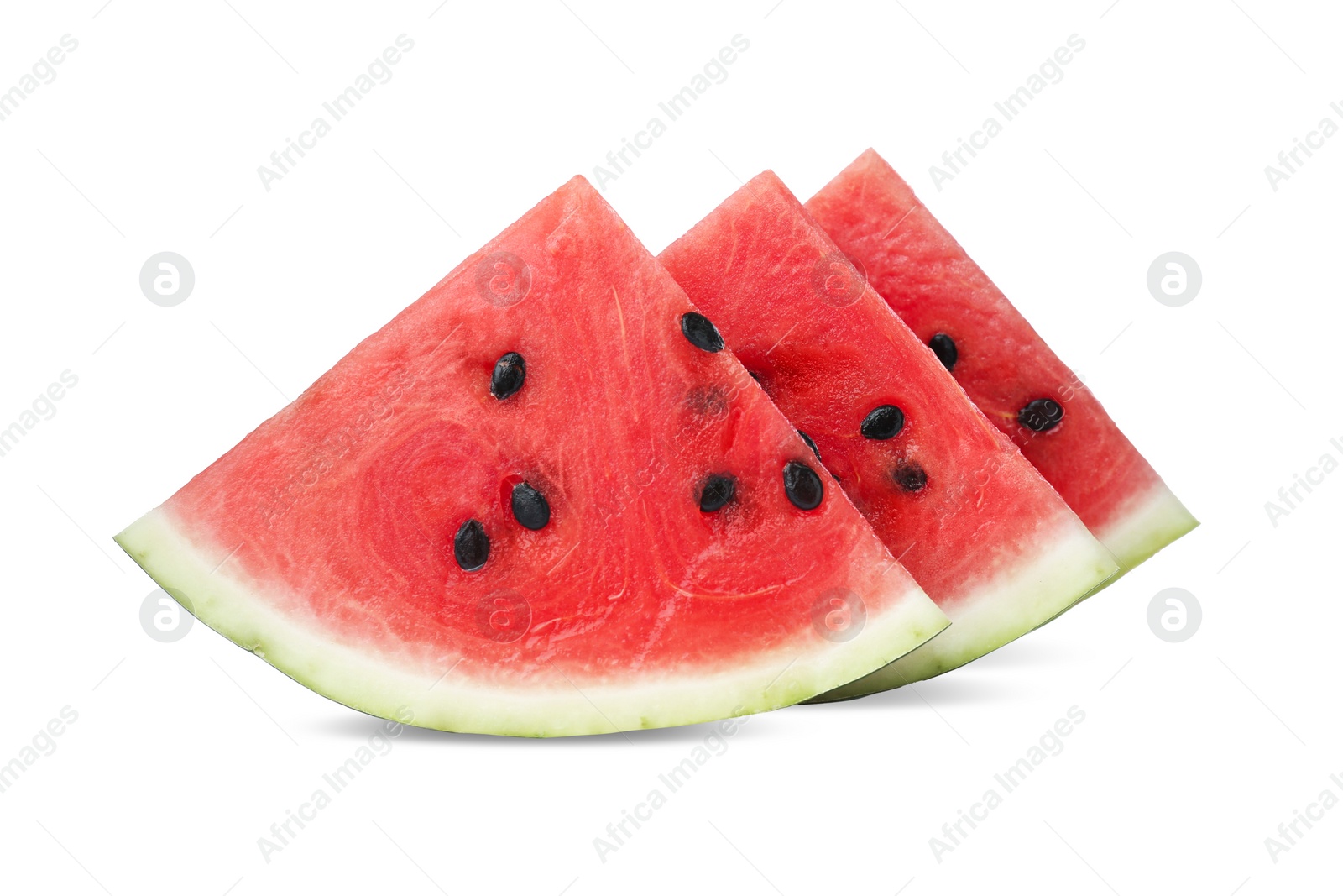 Photo of Slices of delicious ripe watermelon isolated on white