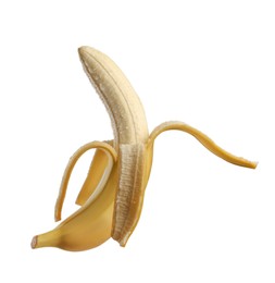 Photo of Delicious ripe peeled banana isolated on white
