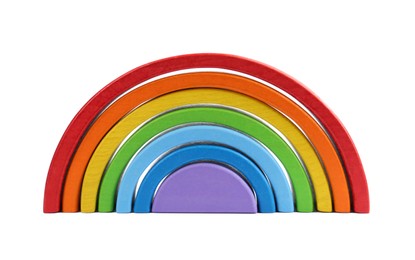 One colorful rainbow isolated on white. Children's toy