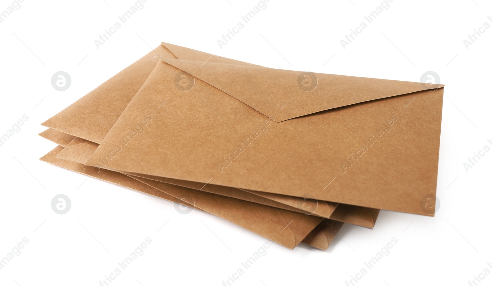 Photo of Stack of brown letters on white background