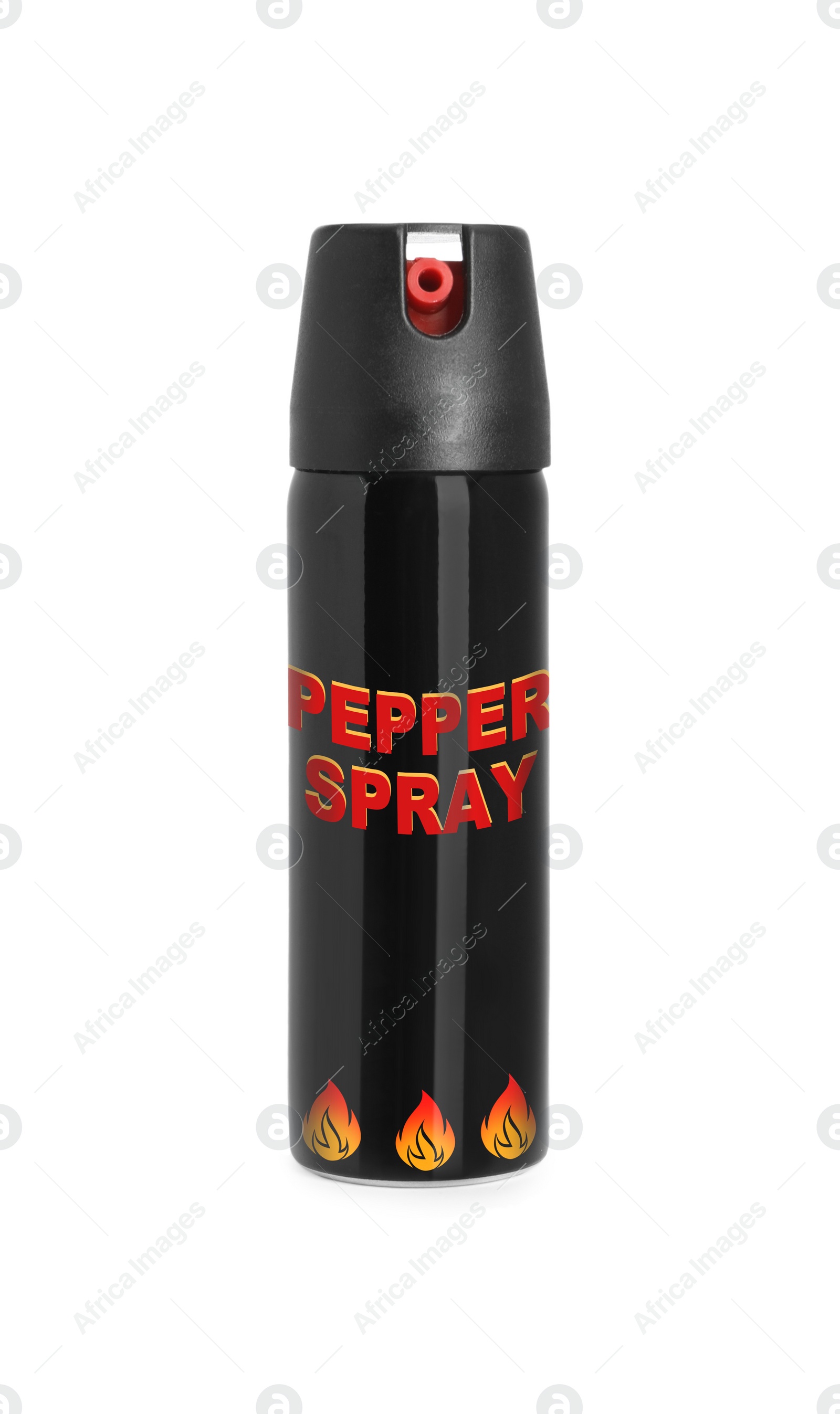 Image of Bottle of gas pepper spray on white background