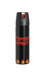 Bottle of gas pepper spray on white background