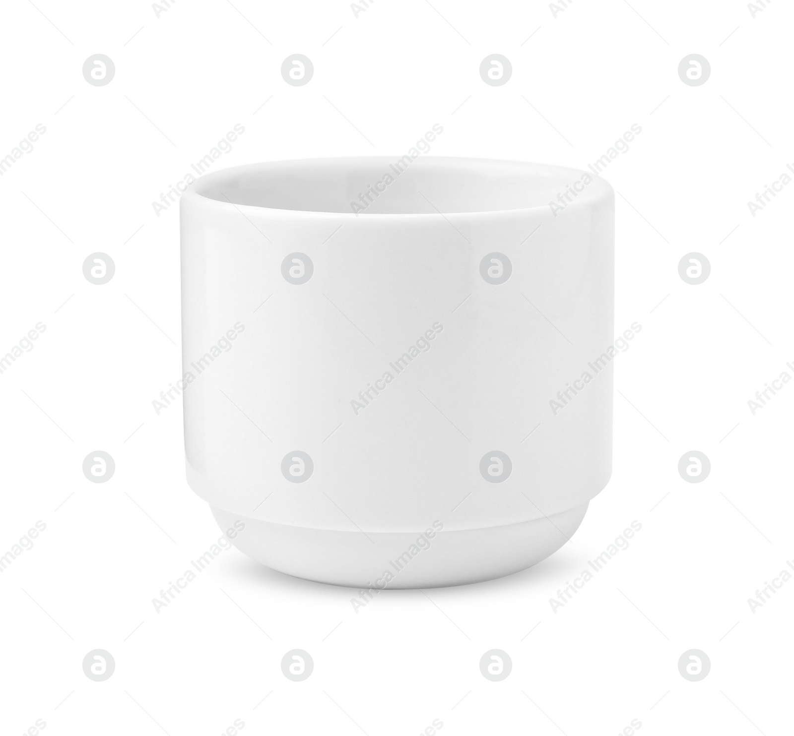 Photo of One ceramic cup isolated on white. Cooking utensil