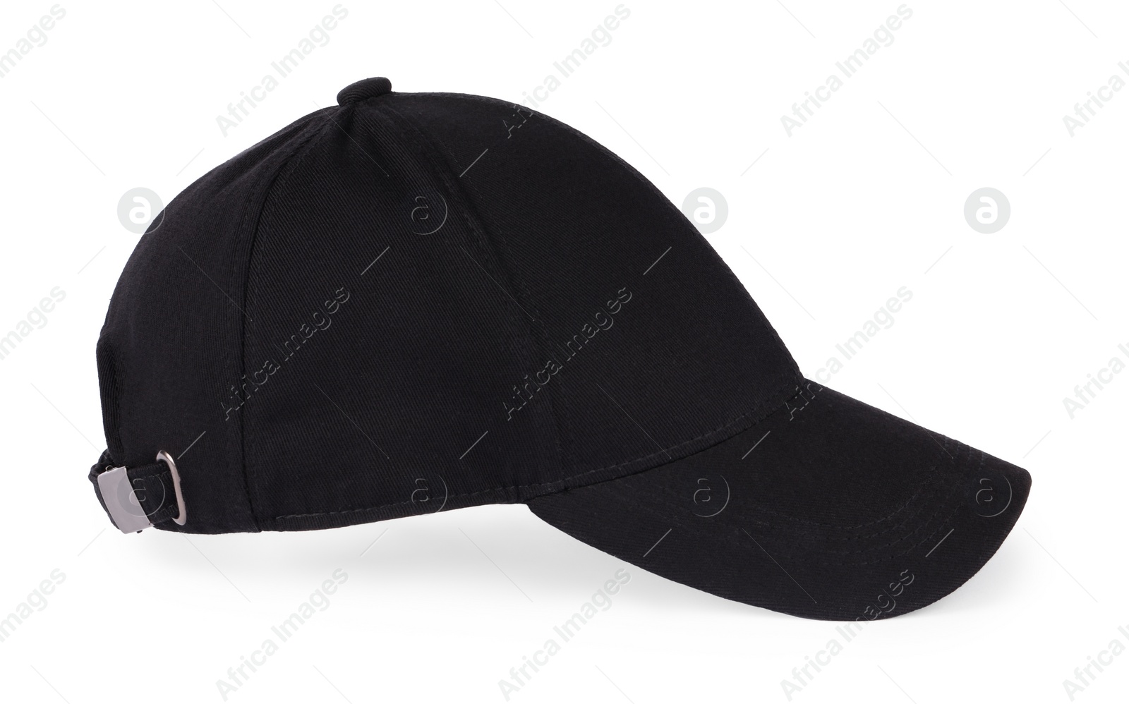 Photo of Stylish black baseball cap isolated on white