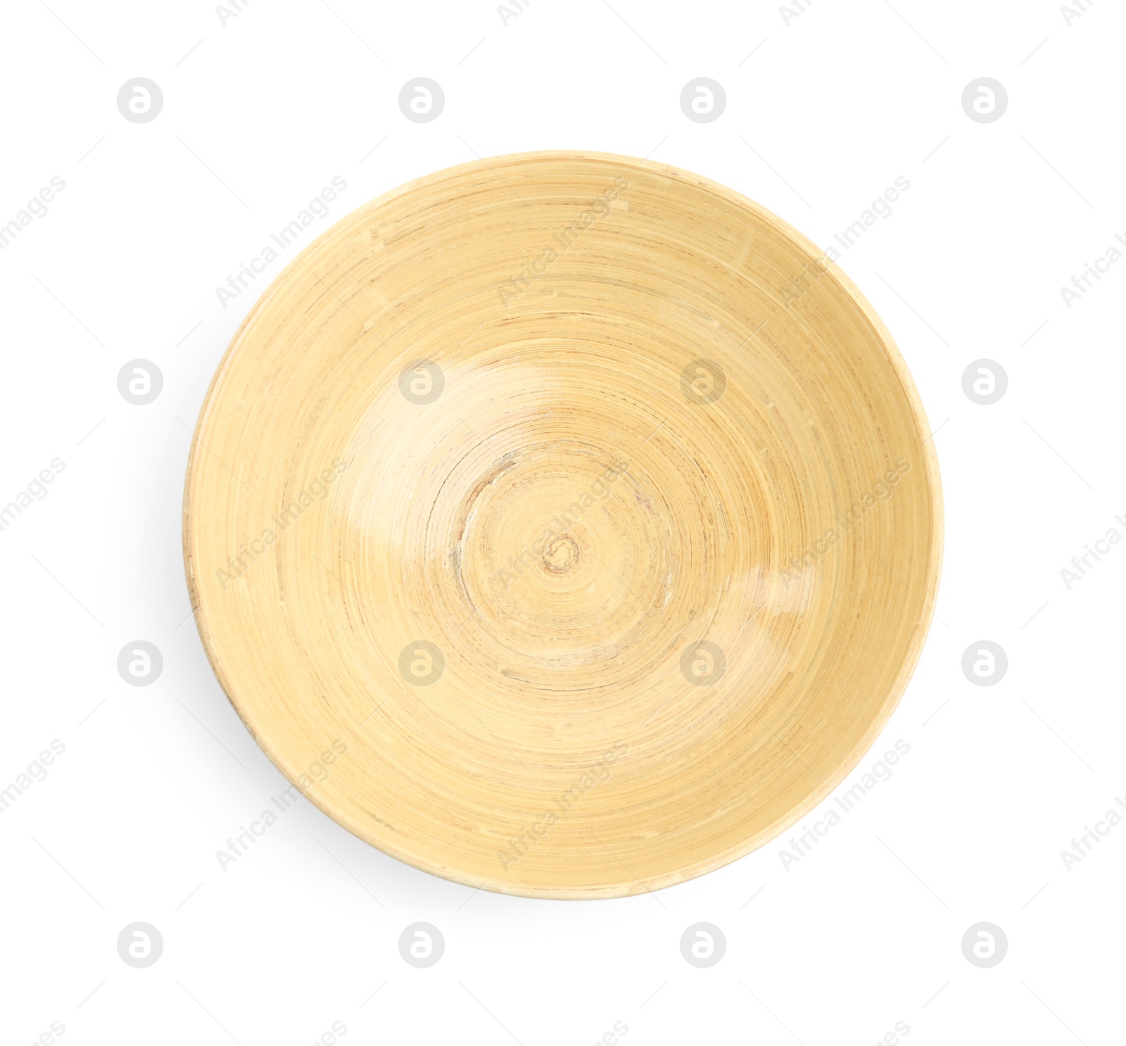 Photo of Beige bowl isolated on white, top view. Cooking utensil